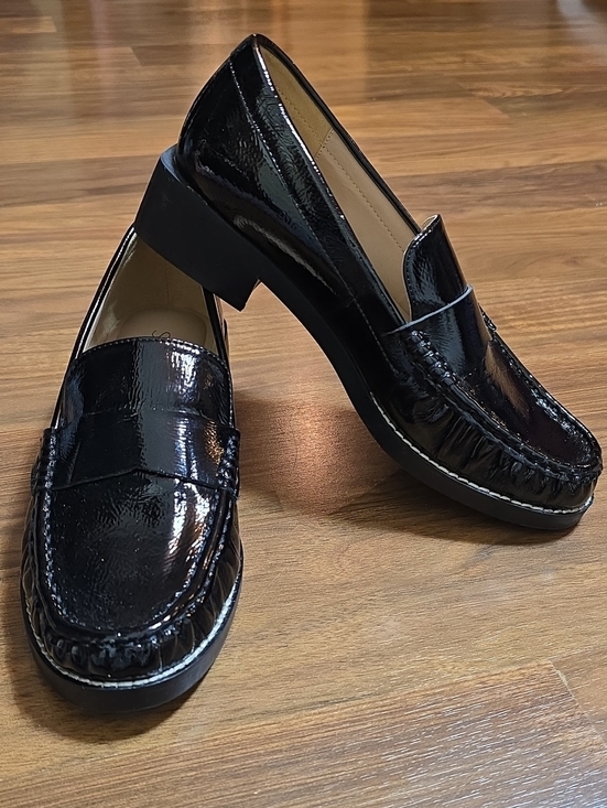 Silent D Shoes - Silent D Lara Crinkle Patent Leather Black Loafers